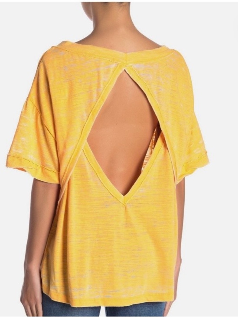 Free People We The Free Viola Top Tee mango orange back cutout oversized medium